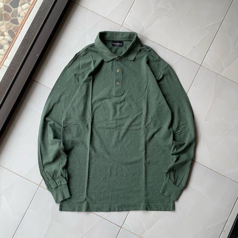 YVES SAINT LAURENT YSL LONG SLEEVE POLO SHIRT