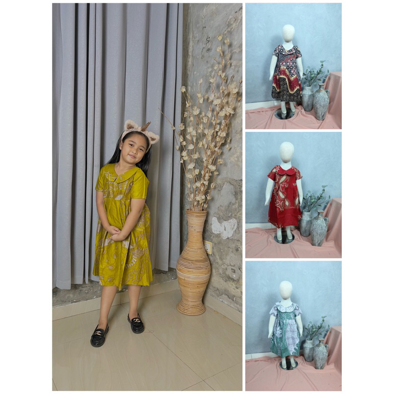 Dress batik anak perempuan | batik anak perempuan | batik sekolah anak perempuan