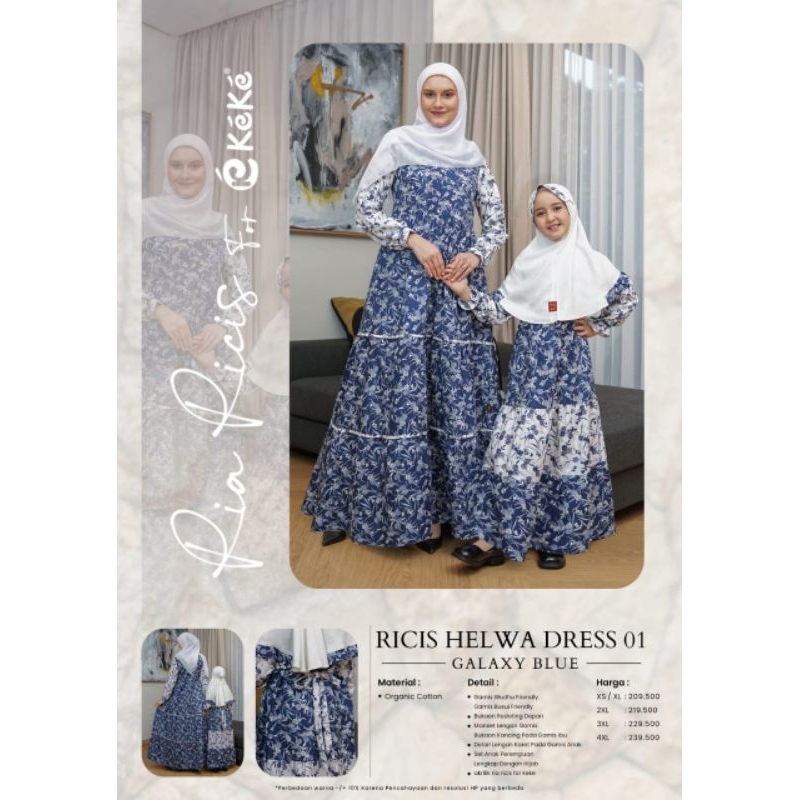 SALE COUPLE IBU DAN ANAK GAMIS KEKEBUSANA RYCIS HELWA DRESS 01 RIA RYCIS FOR KEKE