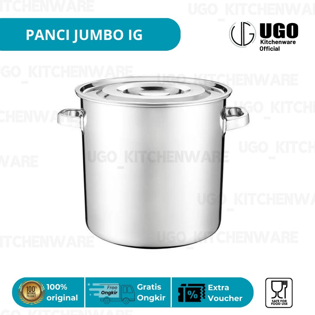BERINDO Panci Jumbo Stainless Tebal | Panci Dandang Stainless Steel | Panci 20 30 50 70 90 | Panci B