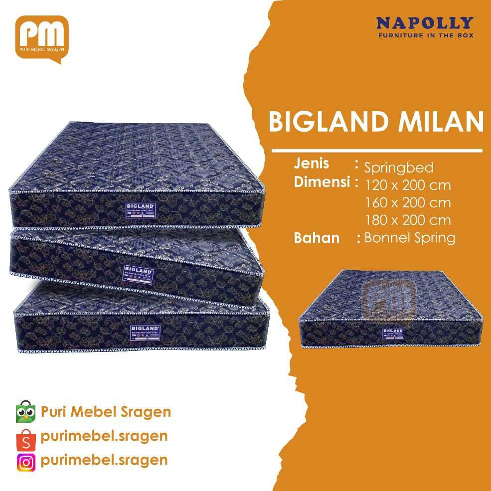 Matras Springbed bigland Milan ukuran 180 x 200 murah Puri Mebel Sragen