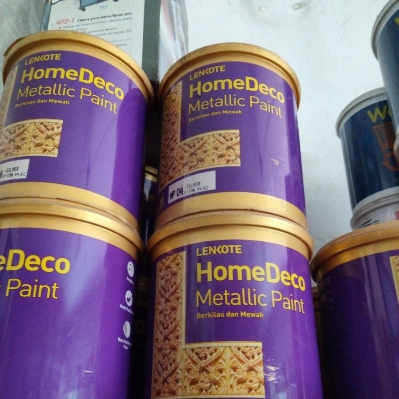 Cat dekorasi emas silver tembaga. cat gold. metalic paint. Lenkote homedeco