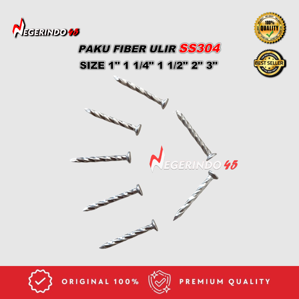 Paku fiber kapal ss304 1, 1¼, 1½, 2, 3" / paku ulir stainless ss 304 paku ulir paku kayu paku tembok