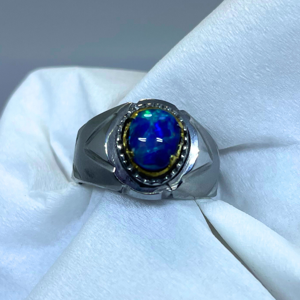 Cincin Batu Kalimaya Banten Milky Blue Kristal