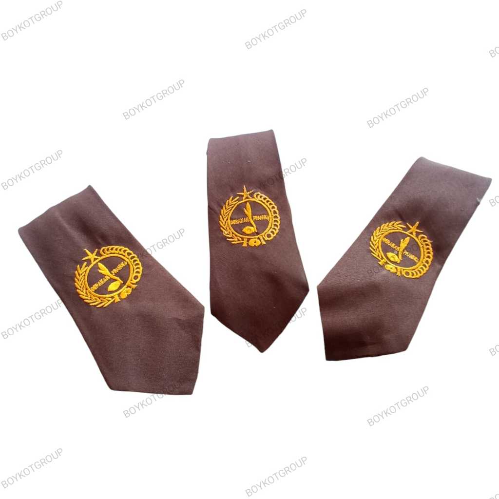 Dasi pramuka boridr bagus perekat panjang dasi pramuka coklat bordir bijian