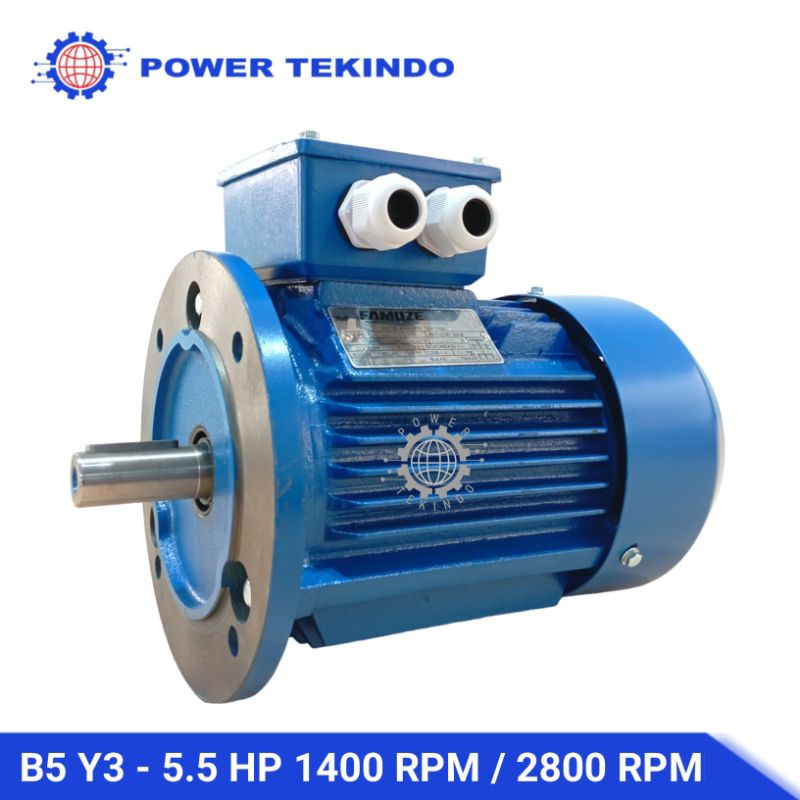 Famoze Pro Dinamo 3 Phase 5.5 HP 1400 RPM / 5.5 HP 2800 RPM 4 KW 380/660V Tembaga Murni Tipe Y3 Flan