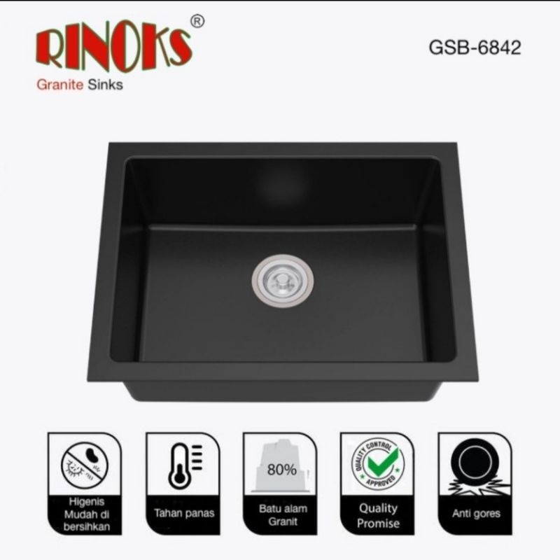 Granite kitchen sink bak cuci piring GRANIT HITAM 6842