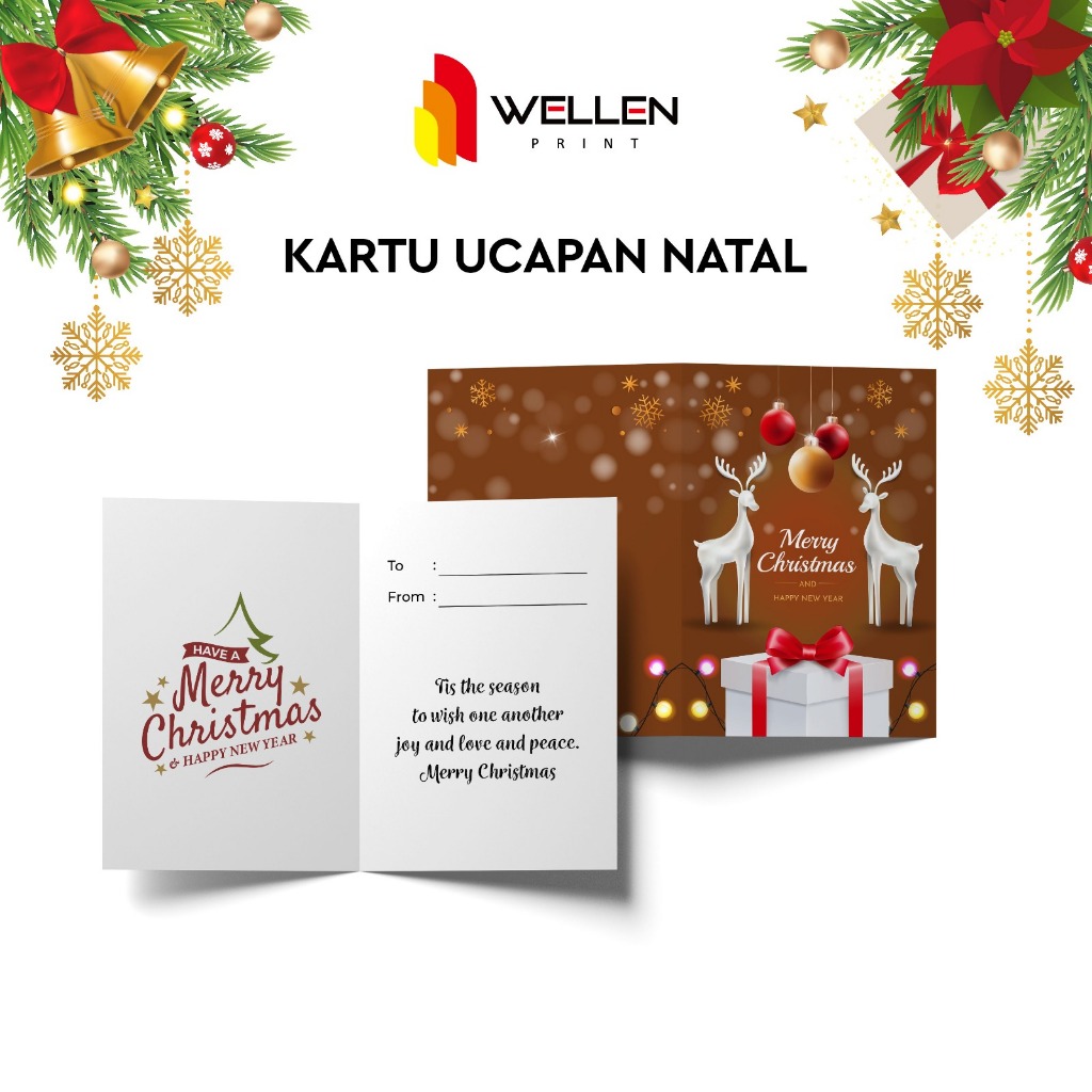 

WELLEN PRINT - Cetak Kartu Ucapan Natal custom /print Christmas Card kecil Untuk Hampers Parcel Kado Gift Seri 2