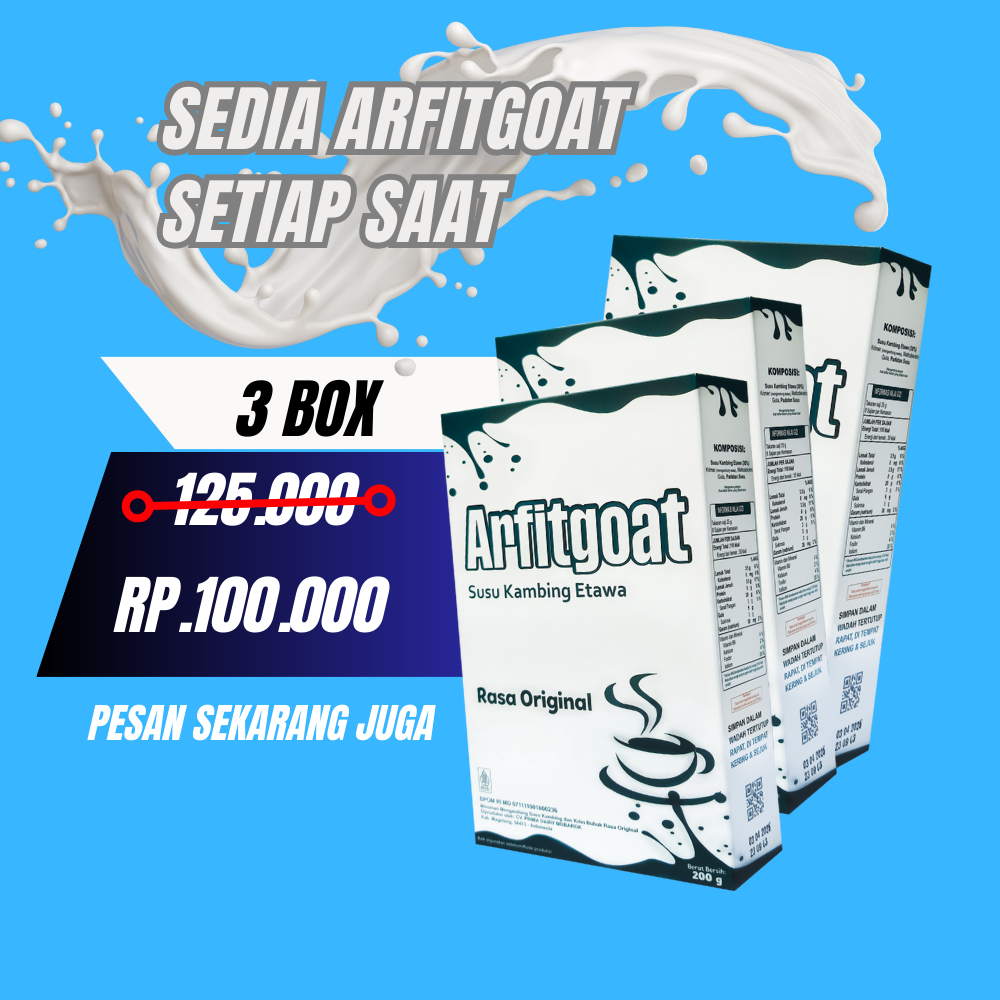 

Arfitgoat Susu Bubuk Etawa Platinum Herbal Atasi Asma TBC Asam Lambung 200gr