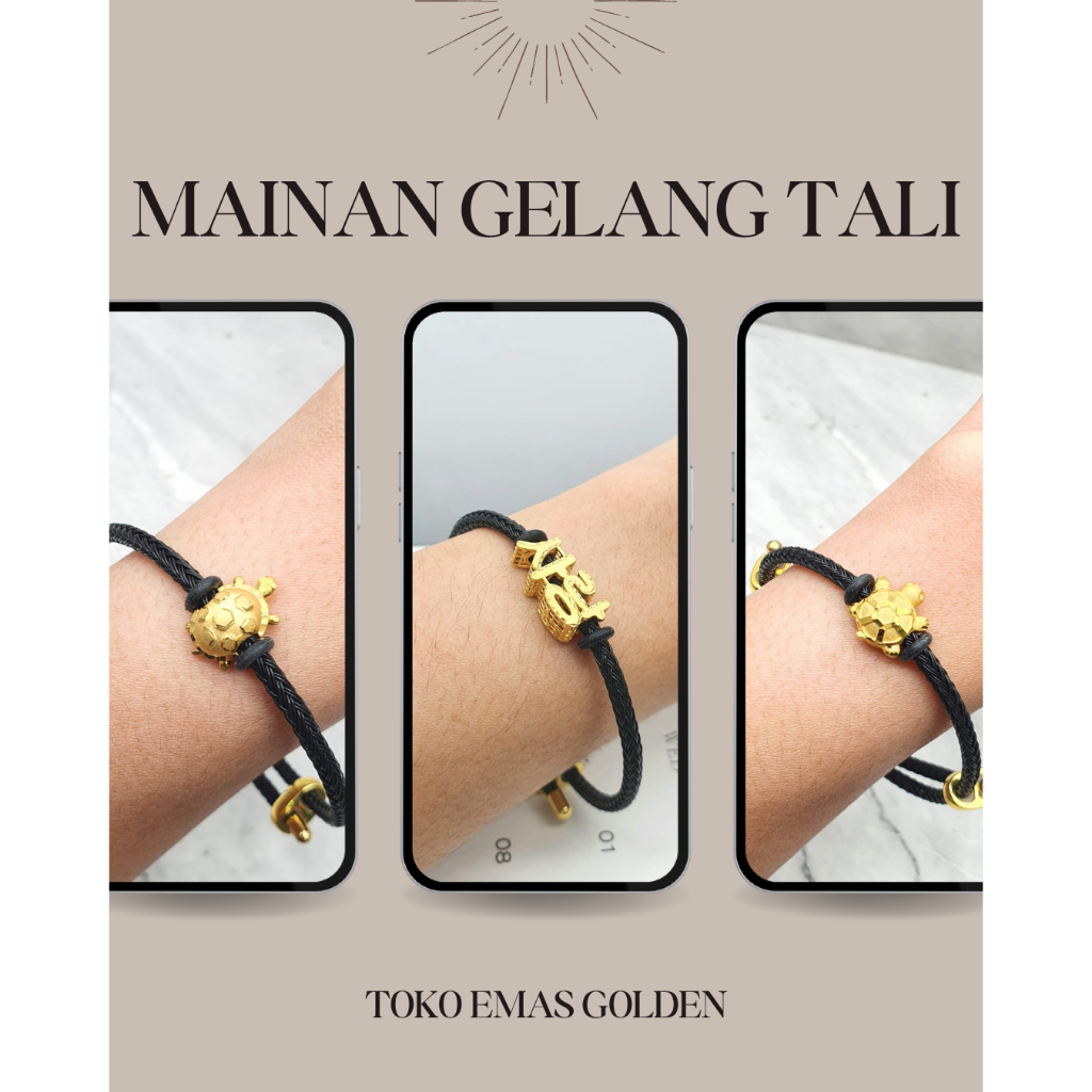 Liontin Gelang Inisial Huruf Balok A-Z (TIDAK TERMASUK TALI GELANG) Emas Asli 8K Emas Muda 375 /
