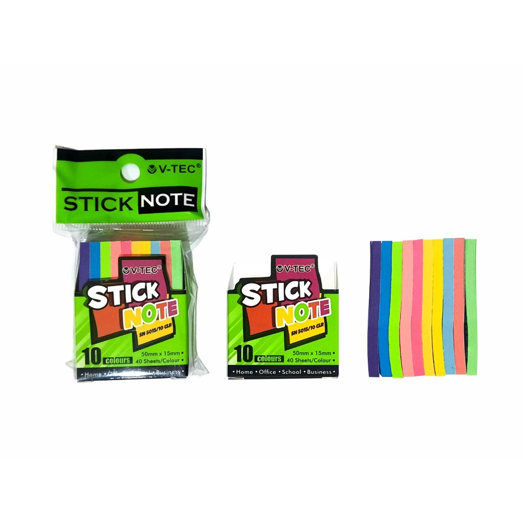 

Sticky Note V-Tec SN 5015 Flat 10 Colour - Stick Note - Book Marker Flat