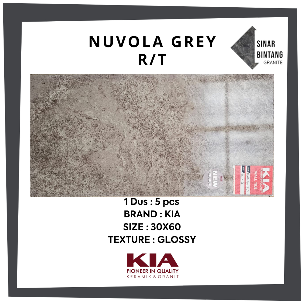 Keramik Dinding | Keramik Cutting 30X60 Nuvola Grey KIA
