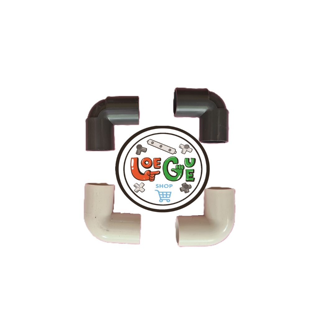 Fitting Knee Elbow pipa pvc 1/2" , 3/4" & 1" inch warna Putih dan Abu-abu untuk rak hidroponik Pipa 