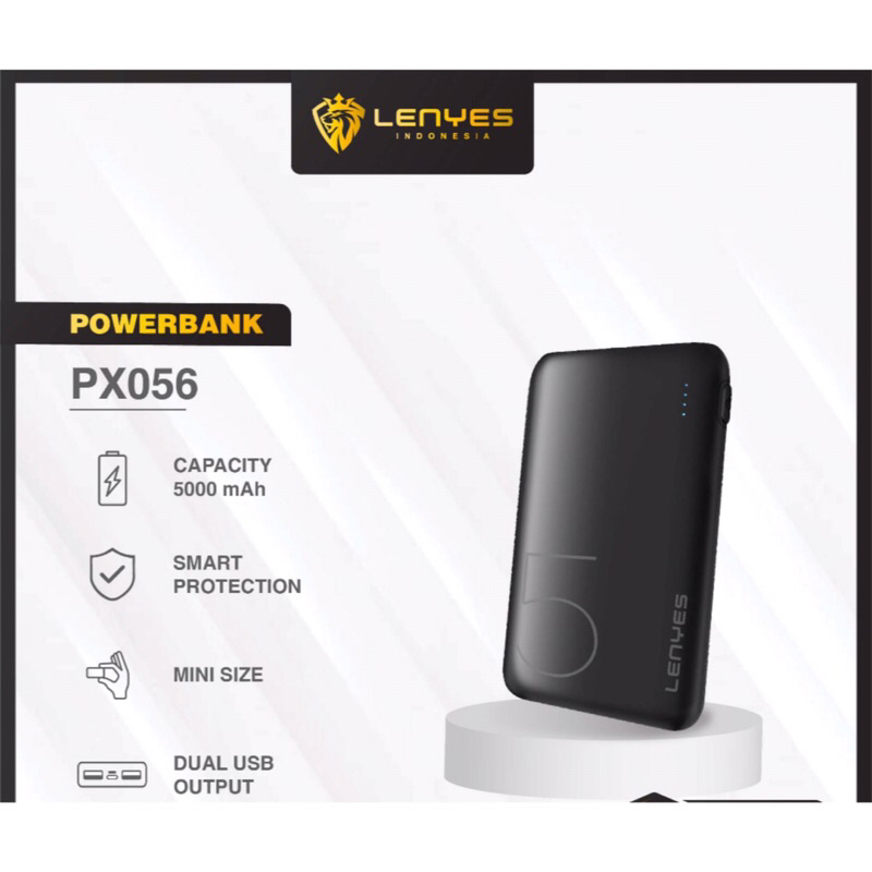 LENYES PX056 Powerbank 5000mAh Mini Slim Portable Display Light Indicator Real Capacity Power Bank