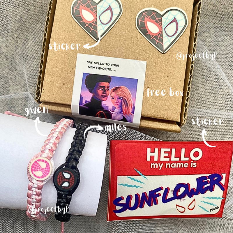 Gelang Couple Spiderman Macrame Free Box Free Stiker Ready Stok/Gelang Couple Spiderman/Gelang Coupl