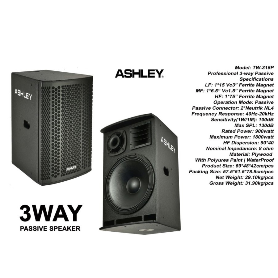 Speaker Pasif Ashley TW 315P Original 15 inch Passive 3 Way TW315P