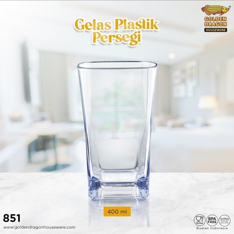 gelas melamin bening golden dragon/gelas estetik melamin