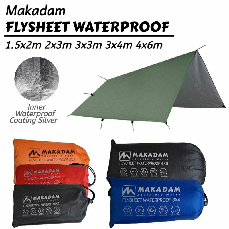 NEW flysheet tenda ukuran 2x3 3x3 3x4 4x6 meter makadam waterproof flysheet tenda camping gunung