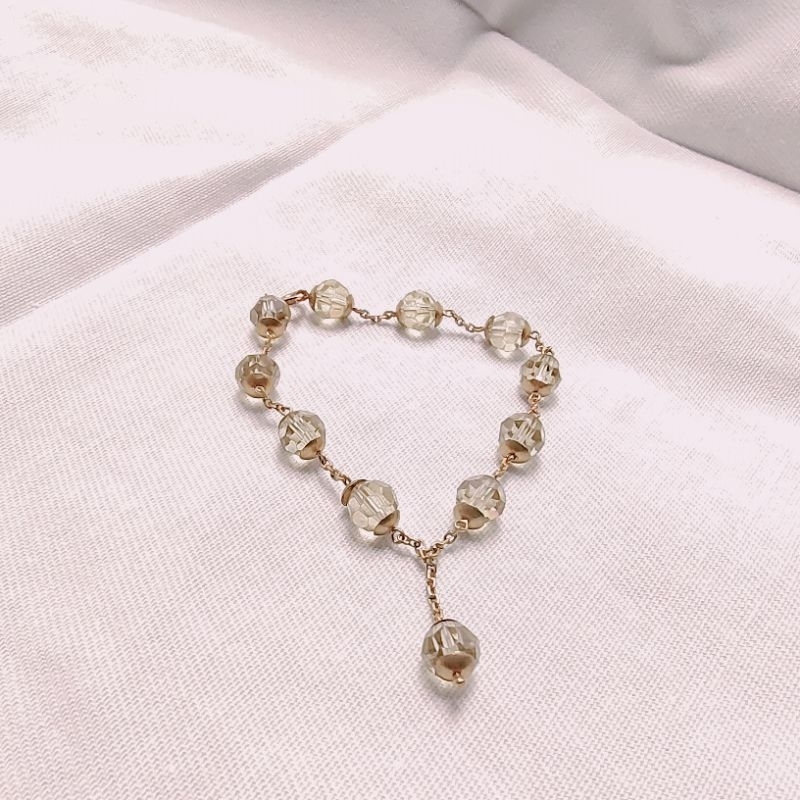 gelang batu kristal bening cantik dan manis mas asli 6k
