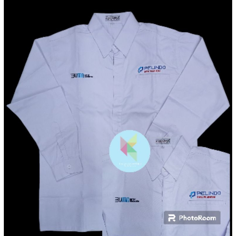 kemeja BUMN Pelindo daya sejahtera seragam BUMN Pelindo daya sejahtera putih lengan panjang