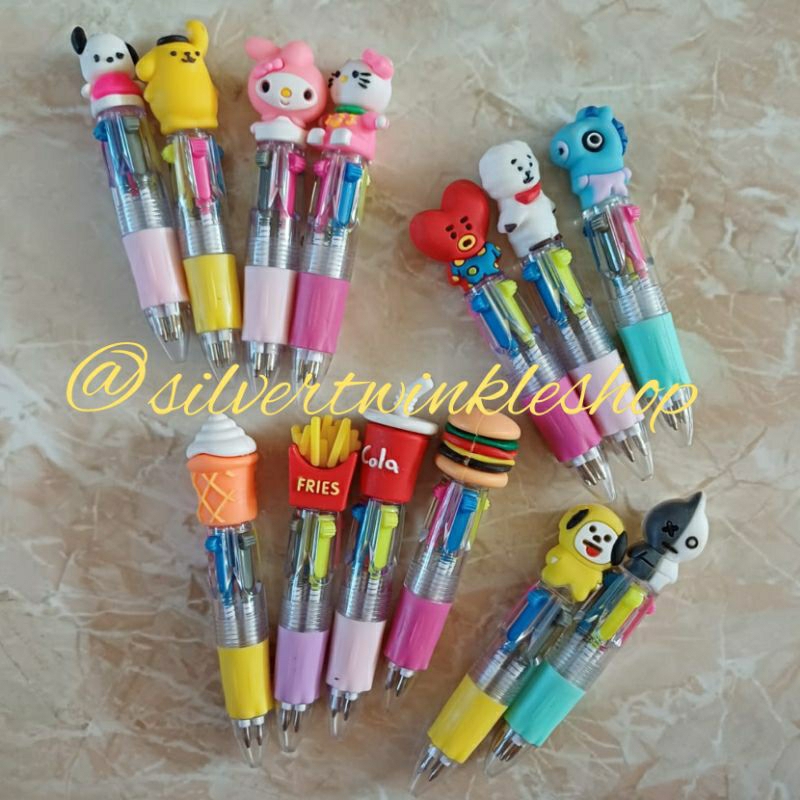 

Pulpen 4 warna mini karakter makanan food bt21 bts sanrio kuromi cinnamoroll bolpen bolpoin pen alat tulis sekolah stationery stationary pena fastfood my melody ballpoint tinta cetek fancy stasioner kantor siswa kecil pensil pencil penghapus eraser