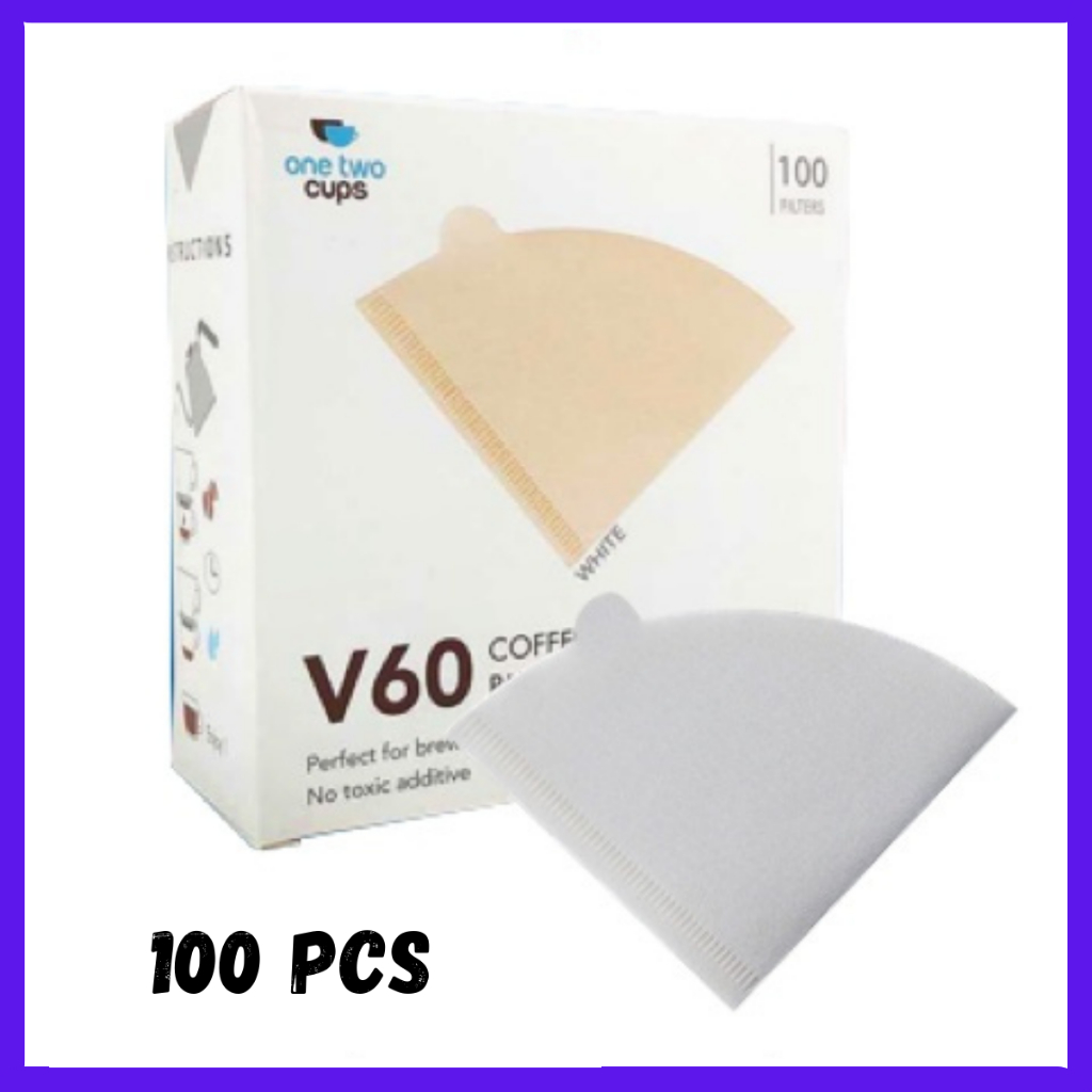 Kertas Filter Saringan Kopi V60 Drip 1 - 2 Serve 100 PCS- Brown/White  / Saringan Kertas Kopi / Coff
