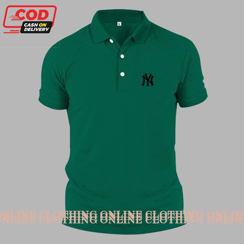 Store- Kaos Kerah Pria / Kaos Polo Pria Logo NY Text Hitam / Poloshirt / Kaos Pria Kerah / Baju Kaos