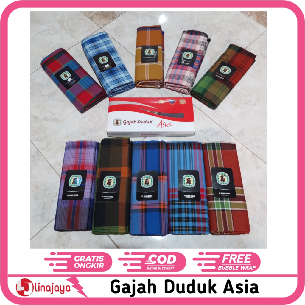 Sarung Gajah Duduk Asia Kotak-Kotak