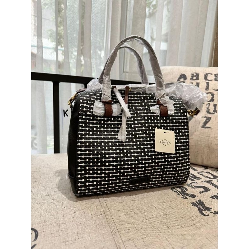 fossil Rachel Satchel Black Stripe