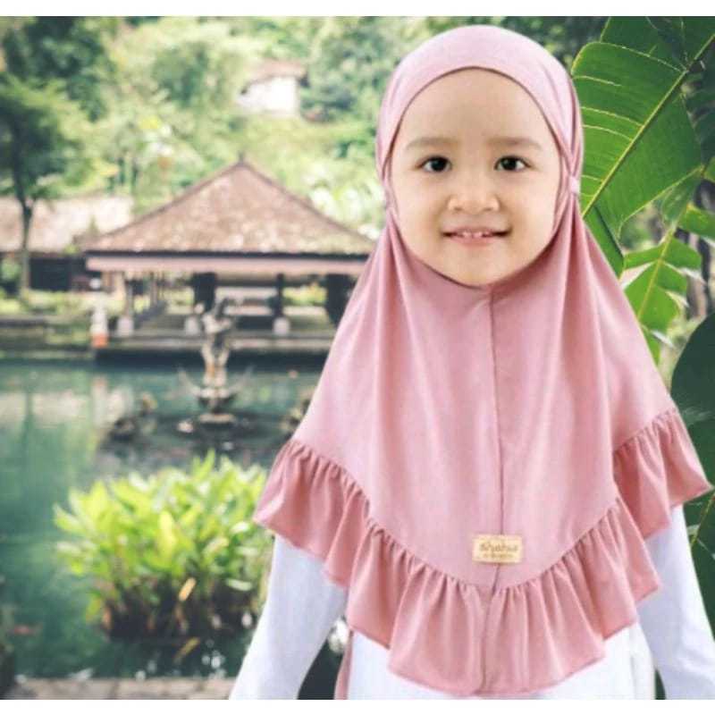JILBAB ANAK PEREMPUAN KERUDUNG JERSEY KRUDUNG INSTAN PUTIH WARNA BERGO ANAK TK SD PEREMPUAN 1 2 SD 1