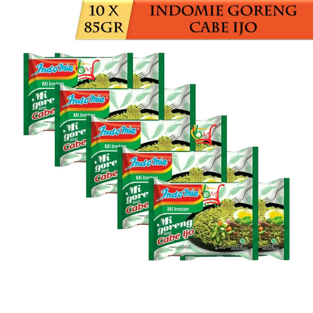 

10PCS Indomie Mie Goreng Instan Rasa Cabe Ijo Asli