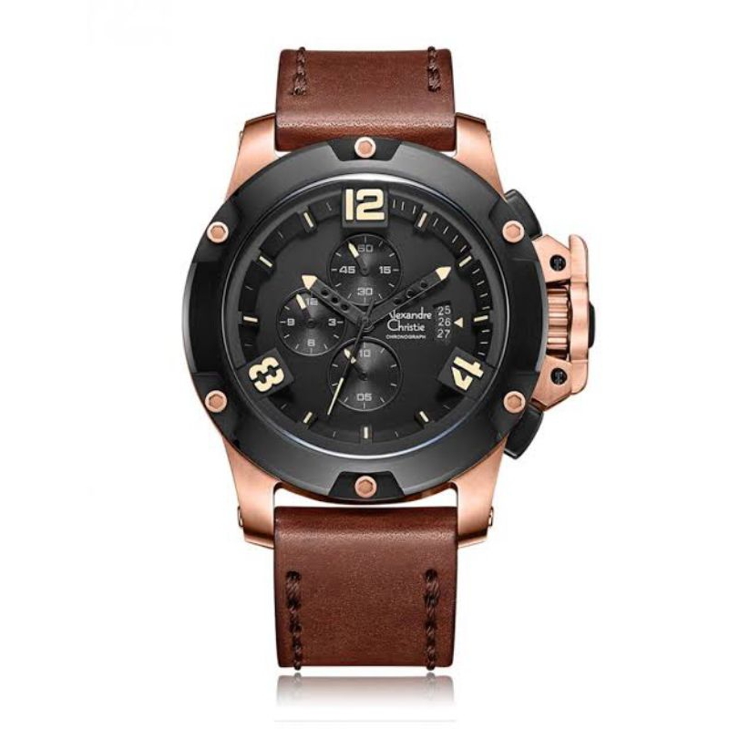 Jam Tangan Pria Alexandre Christie Ac 6295 Mc Black Rosegold Original