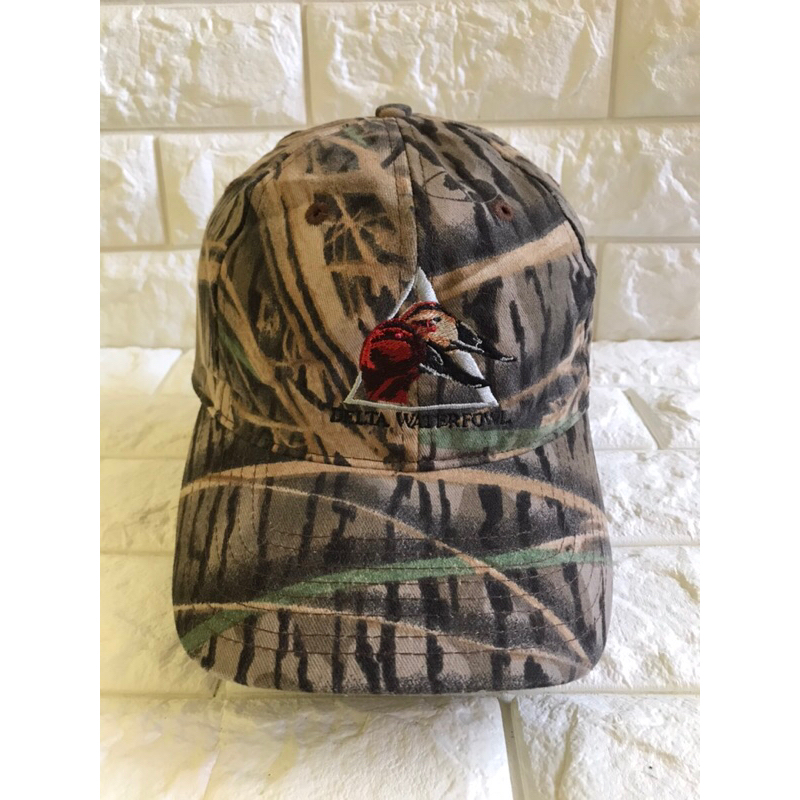 Topi Mossy Oak Apparel tag 2 Duck Delta Waterfowl & canada goose shoot 2002 Vtg camouflage cap used.