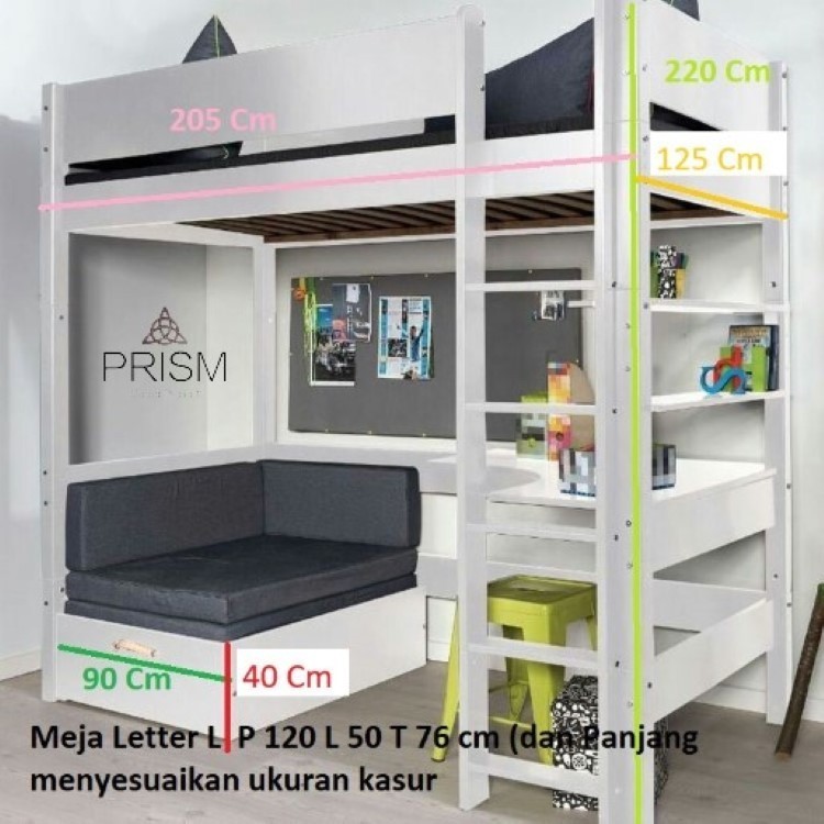 BB-11 Ranjang susun ranjang tingkat kayu bunk bed loft bed dipan divan tempat tidur kayu minimalis