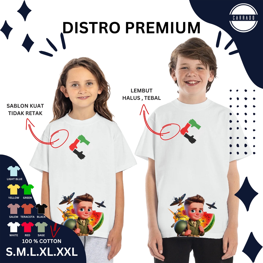 Kaos Anak Palestina 3D Baju Tshirt Kids Motif Semangka Free Palestine