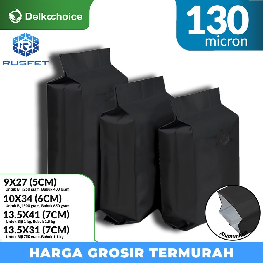 ALUMUNIUM BAG GUSSET VALVE BLACK CENTRAL SEALING - KEMASAN ALUMUNIUM
