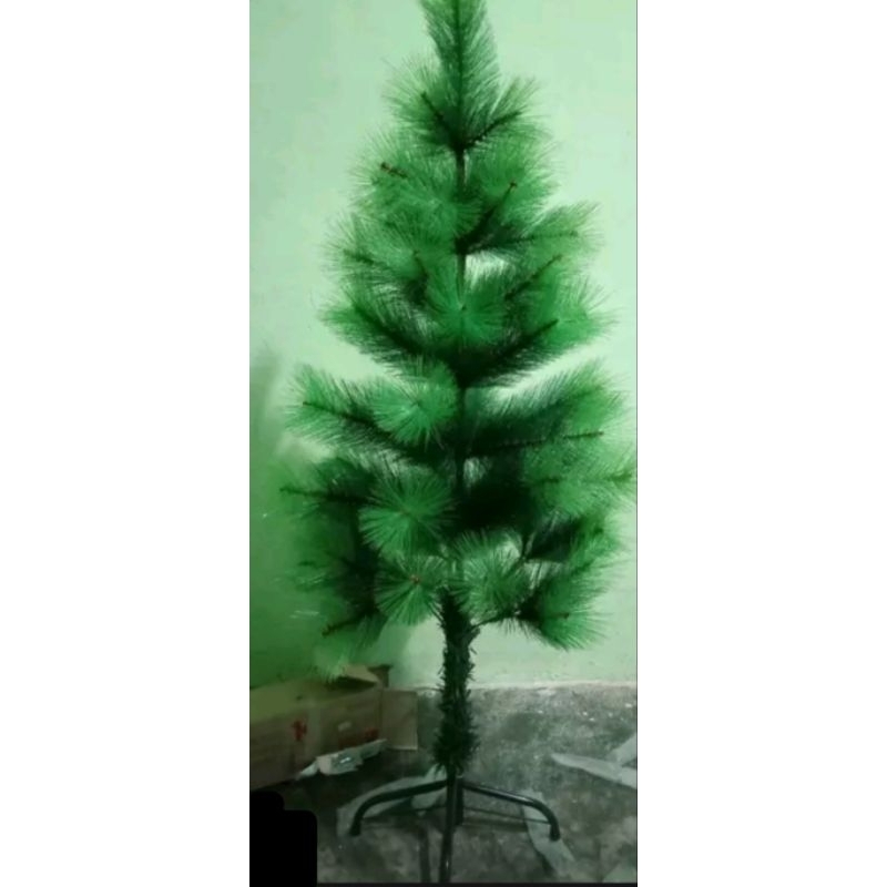 PROMO  Pohon natal daun jarum 4 feet 120 cm kaki besi metal