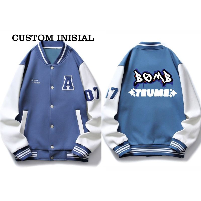 Jaket Varsity Treasure custom inisial