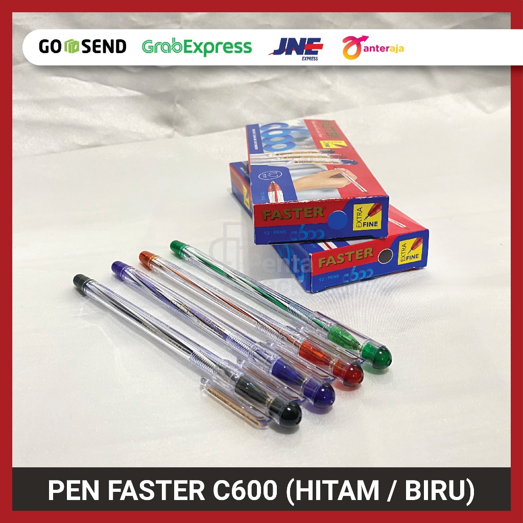 

[ECER] Ballpoint / Pulpen / Pen FASTER C600 - Extra Fine (HITAM / BIRU)