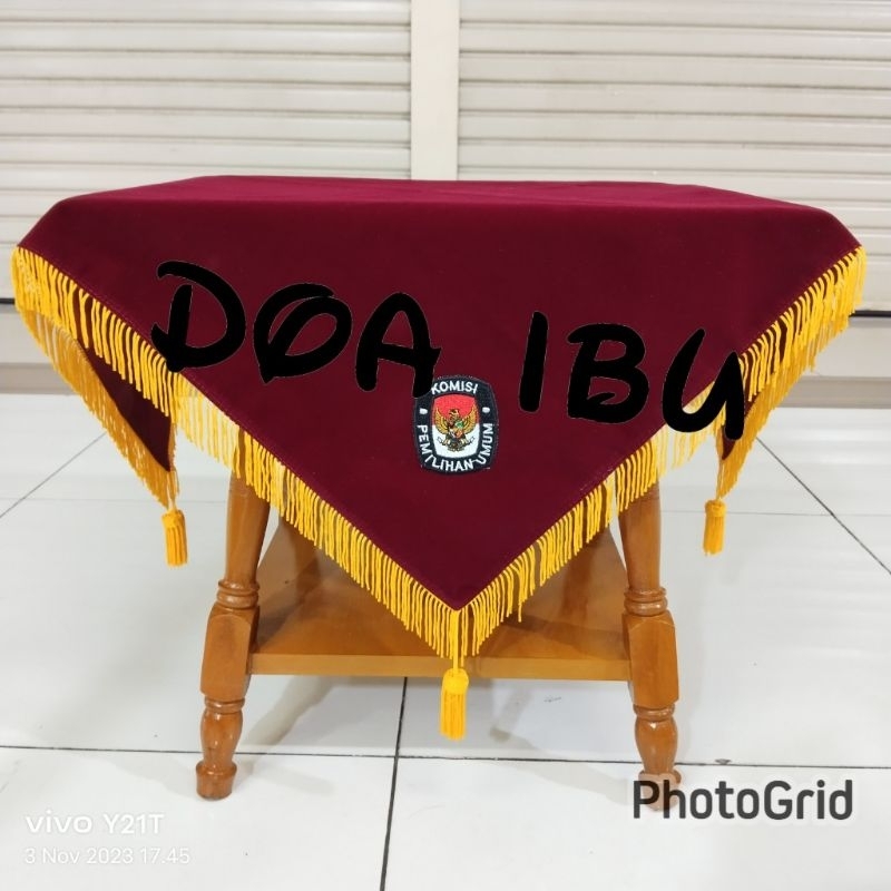 

best seller alas baki upacara bendera alas baki paskibra logo KPU pake rumbai