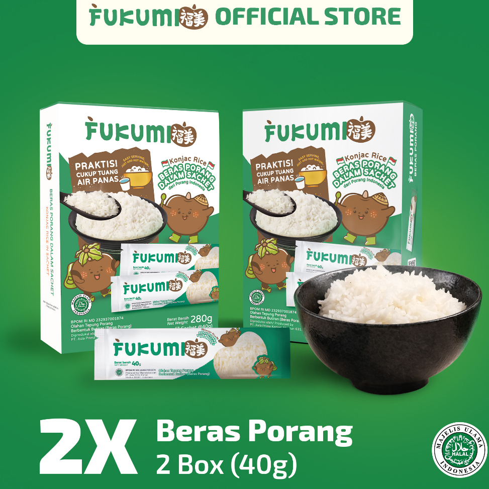 

GVYJ9475 FUKUMI Beras Porang 2 Box Sachet - Shirataki/ Konjac Rice