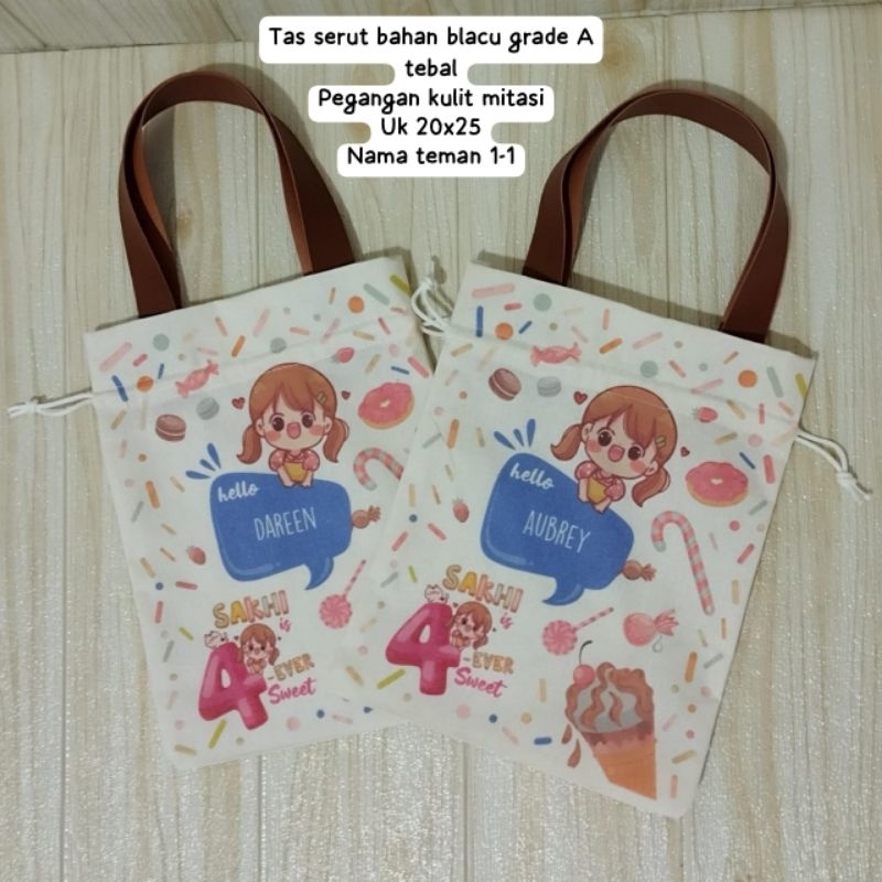 Tote Bag Serut Blacu // Tas Blacu Pouch // Tas Serut Ultah Custom