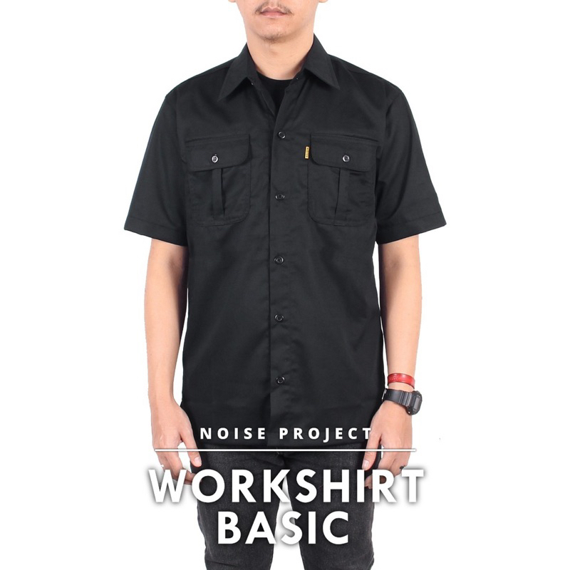 Noise Project Kemeja Workshirt Polos Kemeja Kerja Kemeja Casual Kemeja Polos Workshirt Polos Hitam