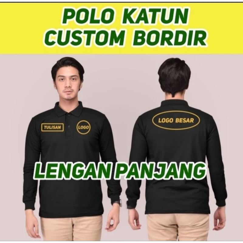 Kaos Polo Shirt Costum Bordir Sablon Lengan Panjang