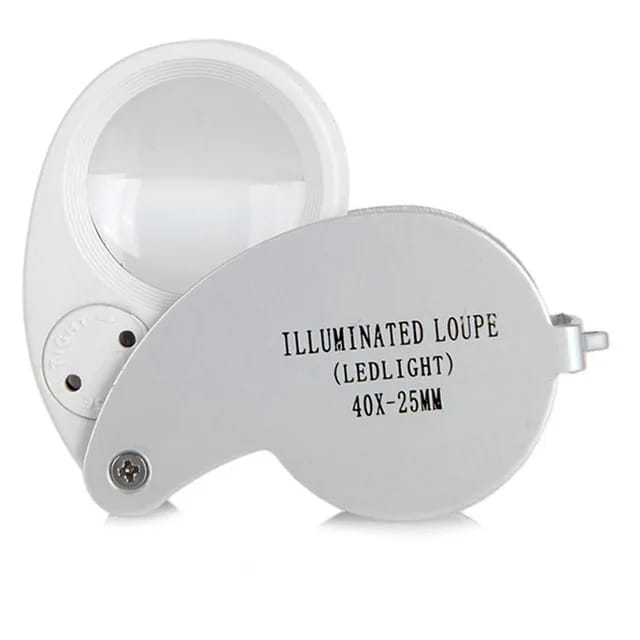 Kaca Pembesar 40x25mm Dengan Lampu LED | Loupe Geologi