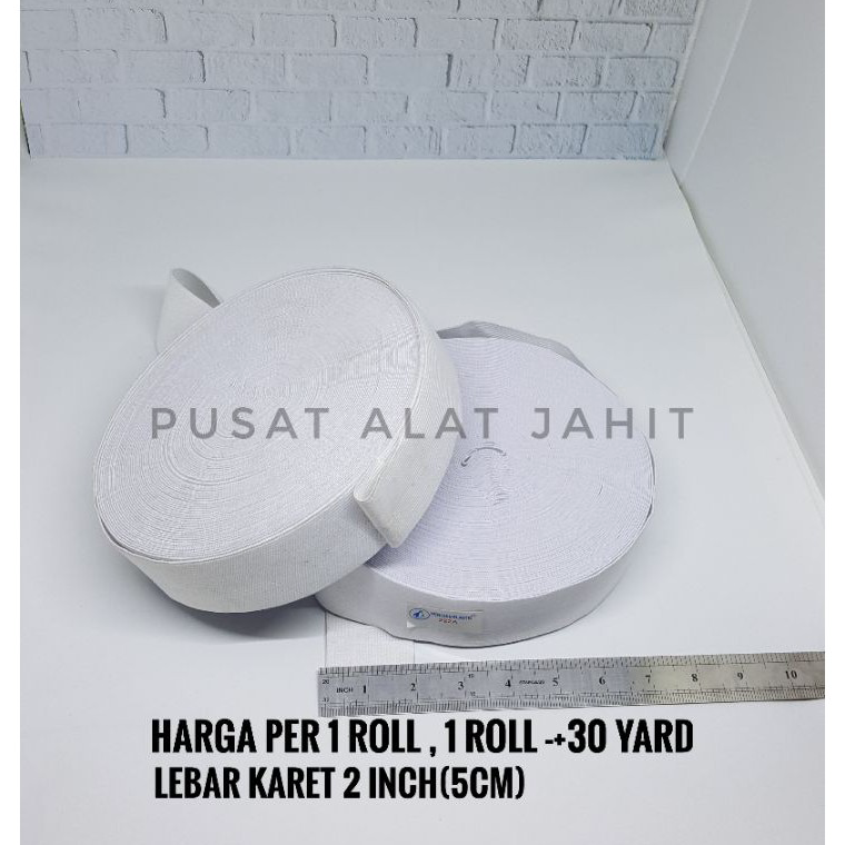 

✔FREE ONGKIR✅ KARET ELASTIS PUTIH 5CM PER ROL KARET ELASTIC PENGUIN 2 INCH (222A)