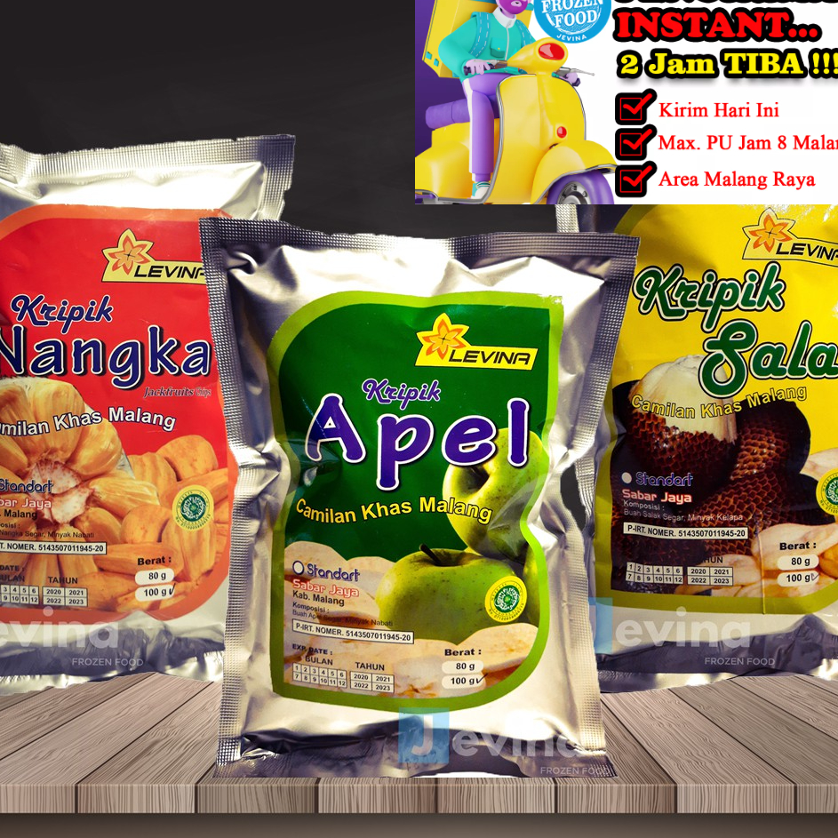 

ZTHF8504 Levina Keripik Nangka, Apel, Salak 100g Std