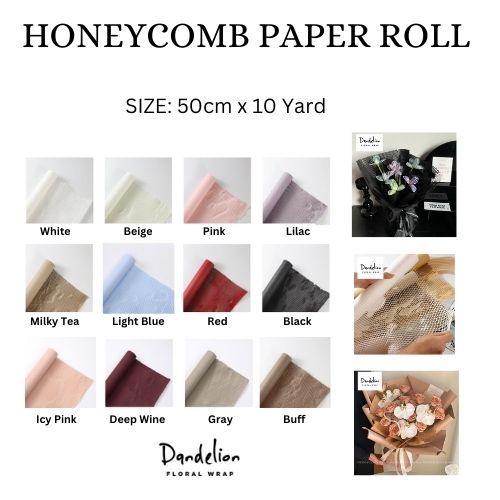 

HONEYCOMB PAPER ROLL KERTAS BUNGA (1 ROLL PANJANG 10M) ECOFRIENDLY PAPER PACKAGING / FLOWER WRAP/ KERTAS PEMBUNGKUS BUKET HAND BOUQUET