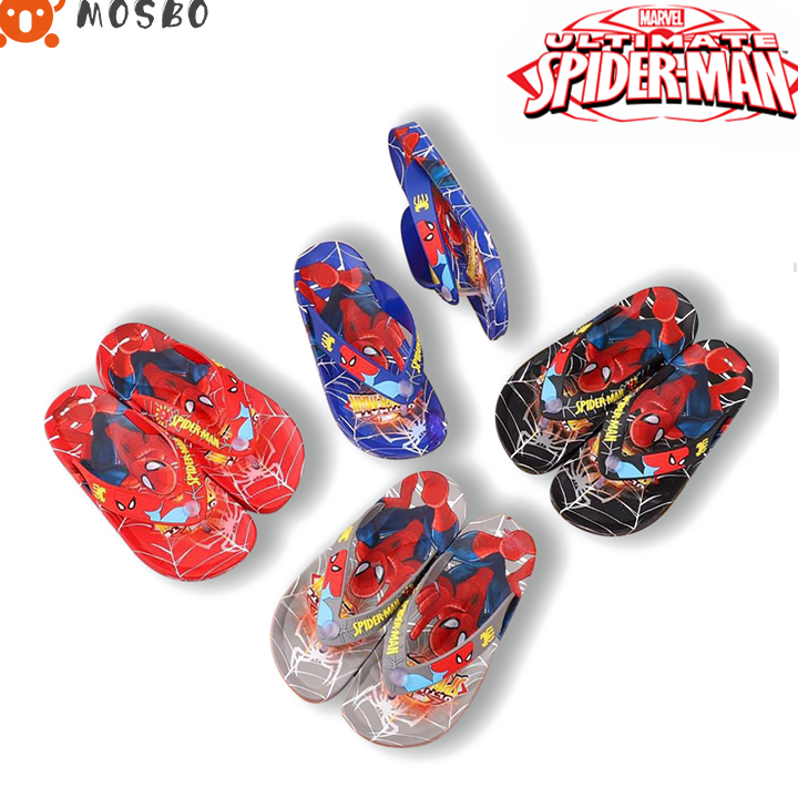 Diskon MOSBO Sendal Anak Cowok Import Sandal JEPIT KARAKTER SPIDERMEN Rubber Motif Spiderman Side Si