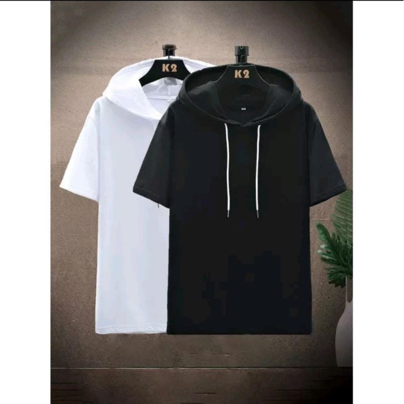 Baju kaos Hoodie pria Lengan pendek kaos Jaket Hoodie